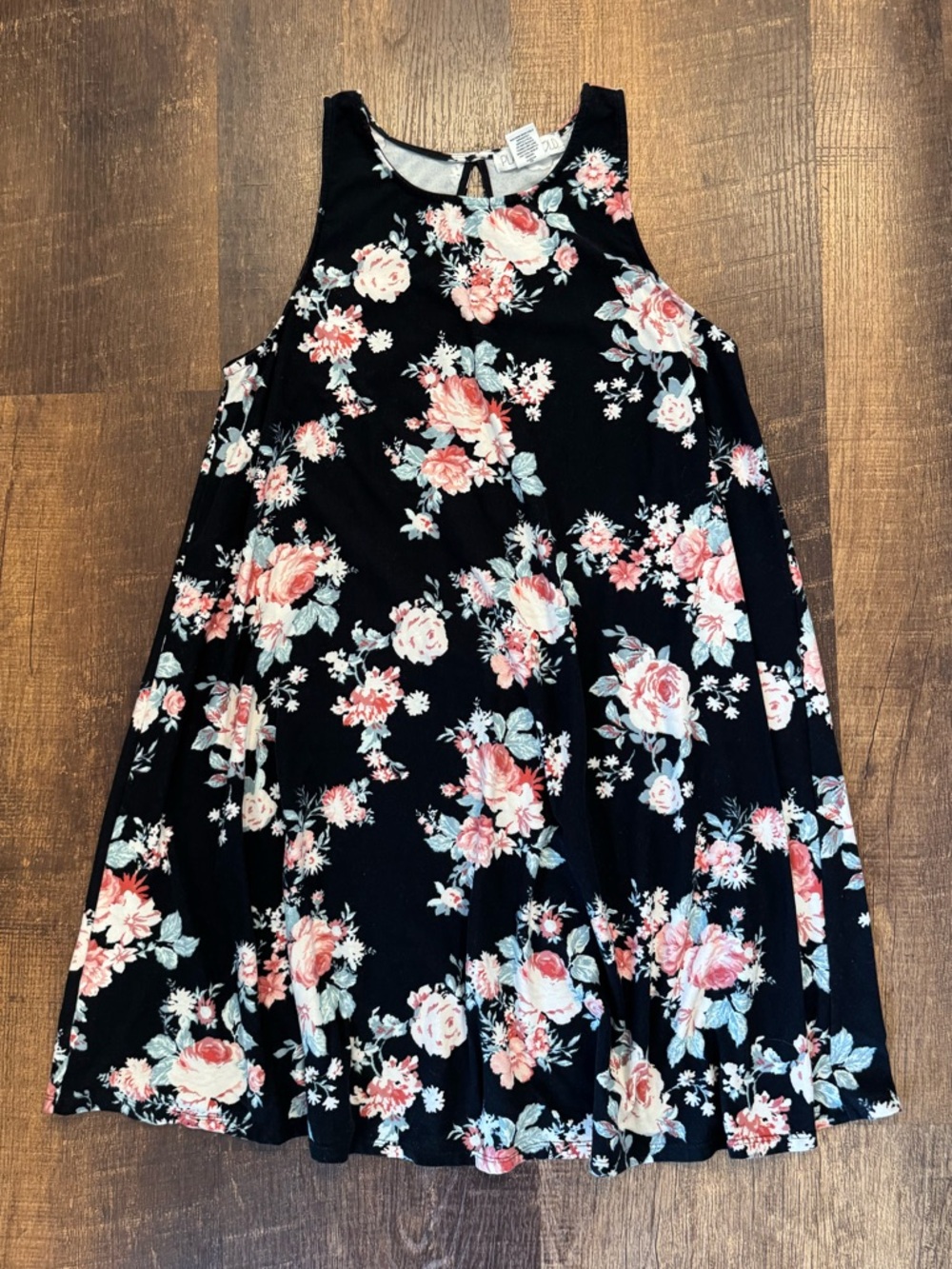 Planet gold navy floral tank dress